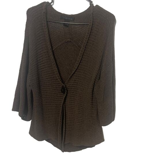 Venue Vintage Women Large Brown Knit Chunky Button Knit Cardigan Sweater - Picture 1 of 10